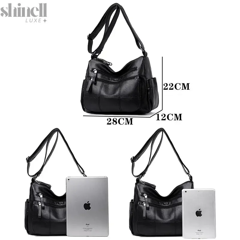 Refined Multi-Pocket Leather Handbag