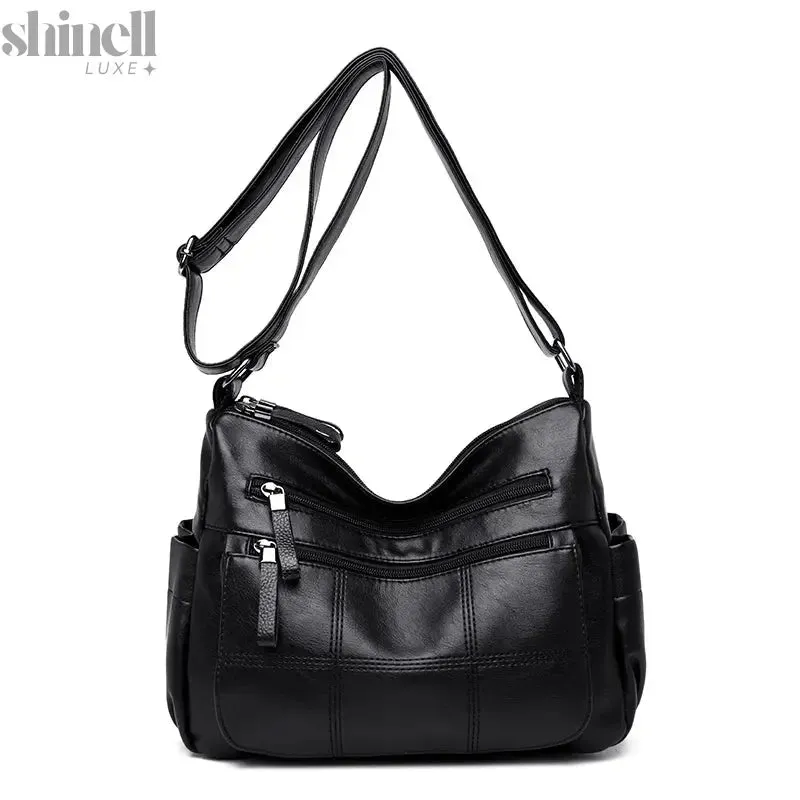 Refined Multi-Pocket Leather Handbag
