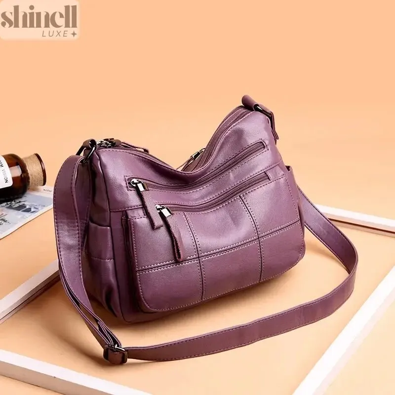 Refined Multi-Pocket Leather Handbag