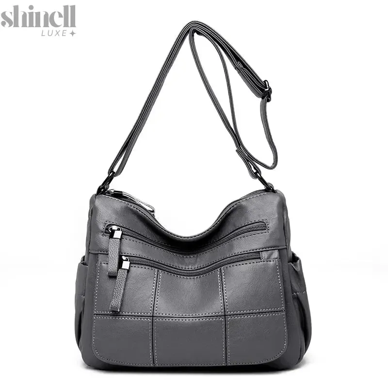 Refined Multi-Pocket Leather Handbag