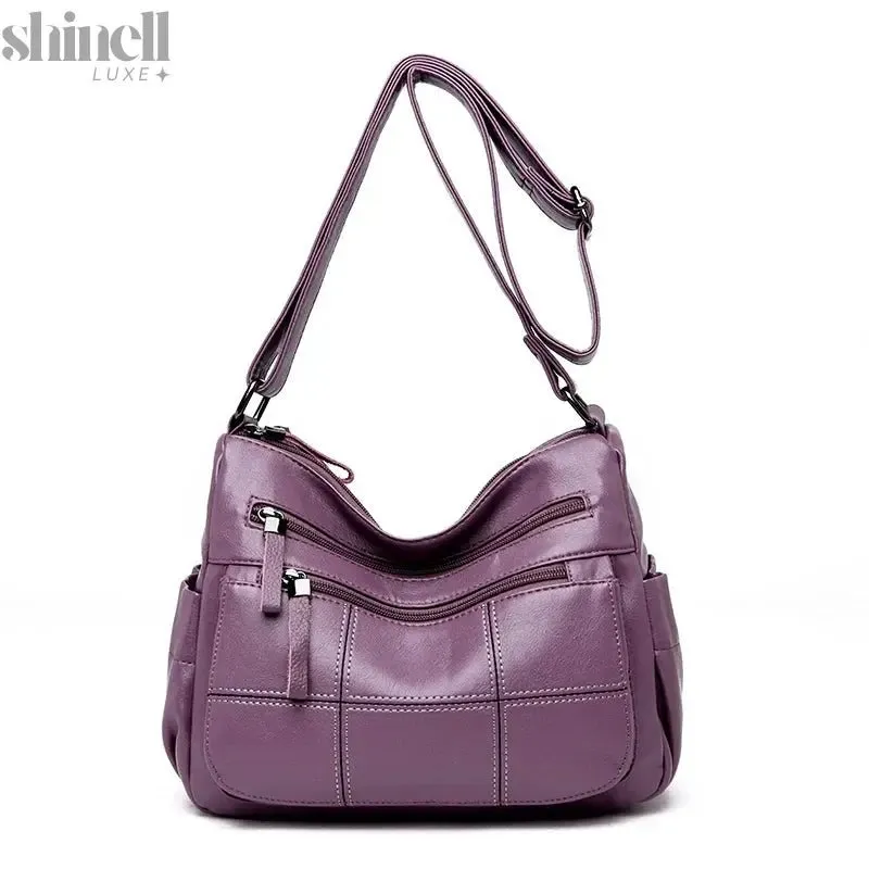 Refined Multi-Pocket Leather Handbag