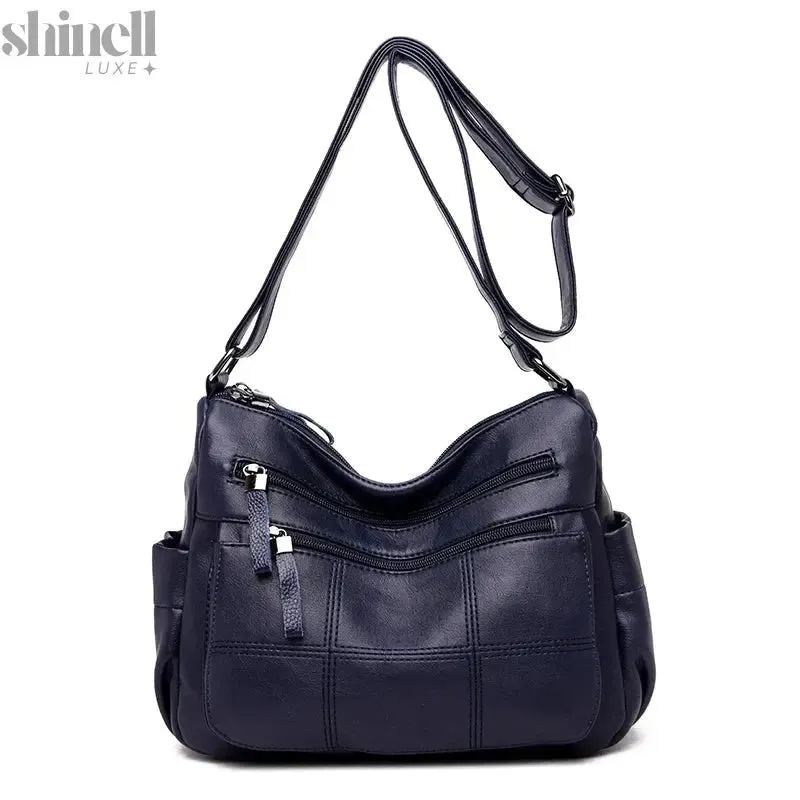 Refined Multi-Pocket Leather Handbag