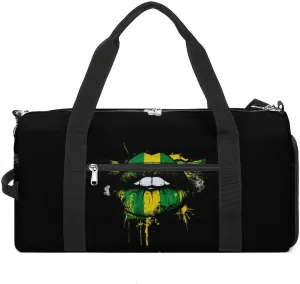 Reggae Music Jamaica Kissing Lips Sports Gym Bag for Men Women Travel Duffel Bag with Shoulder Strap