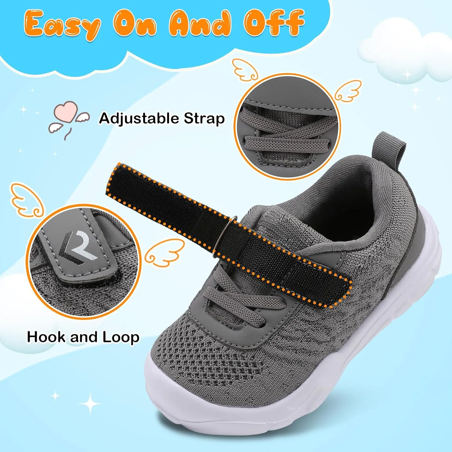 relxfeet Toddler Boys Girls Shoes Wide Toe Box Barefoot Sneakers Fashion Lightweight Breathable Tennis Walking Shoes