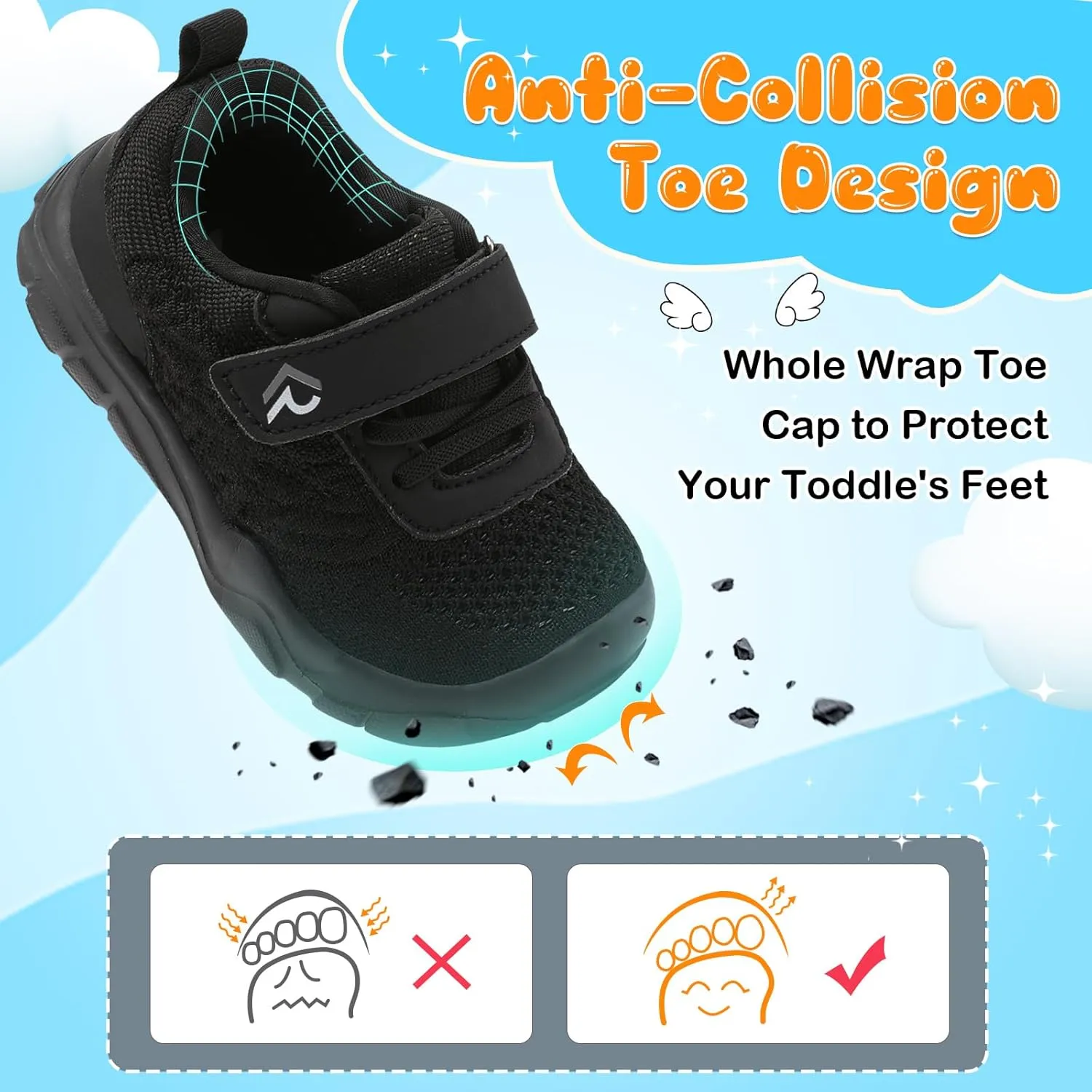 relxfeet Toddler Boys Girls Shoes Wide Toe Box Barefoot Sneakers Fashion Lightweight Breathable Tennis Walking Shoes