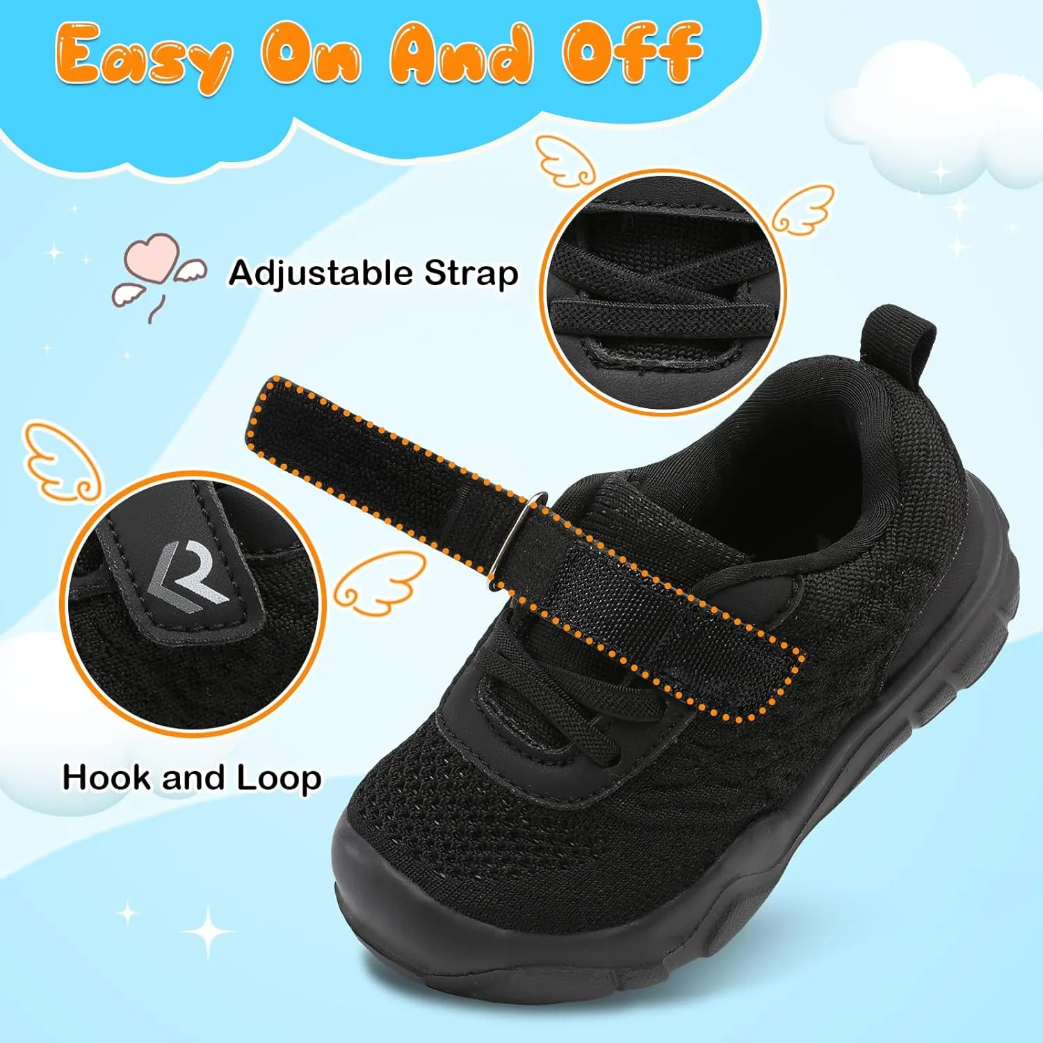 relxfeet Toddler Boys Girls Shoes Wide Toe Box Barefoot Sneakers Fashion Lightweight Breathable Tennis Walking Shoes