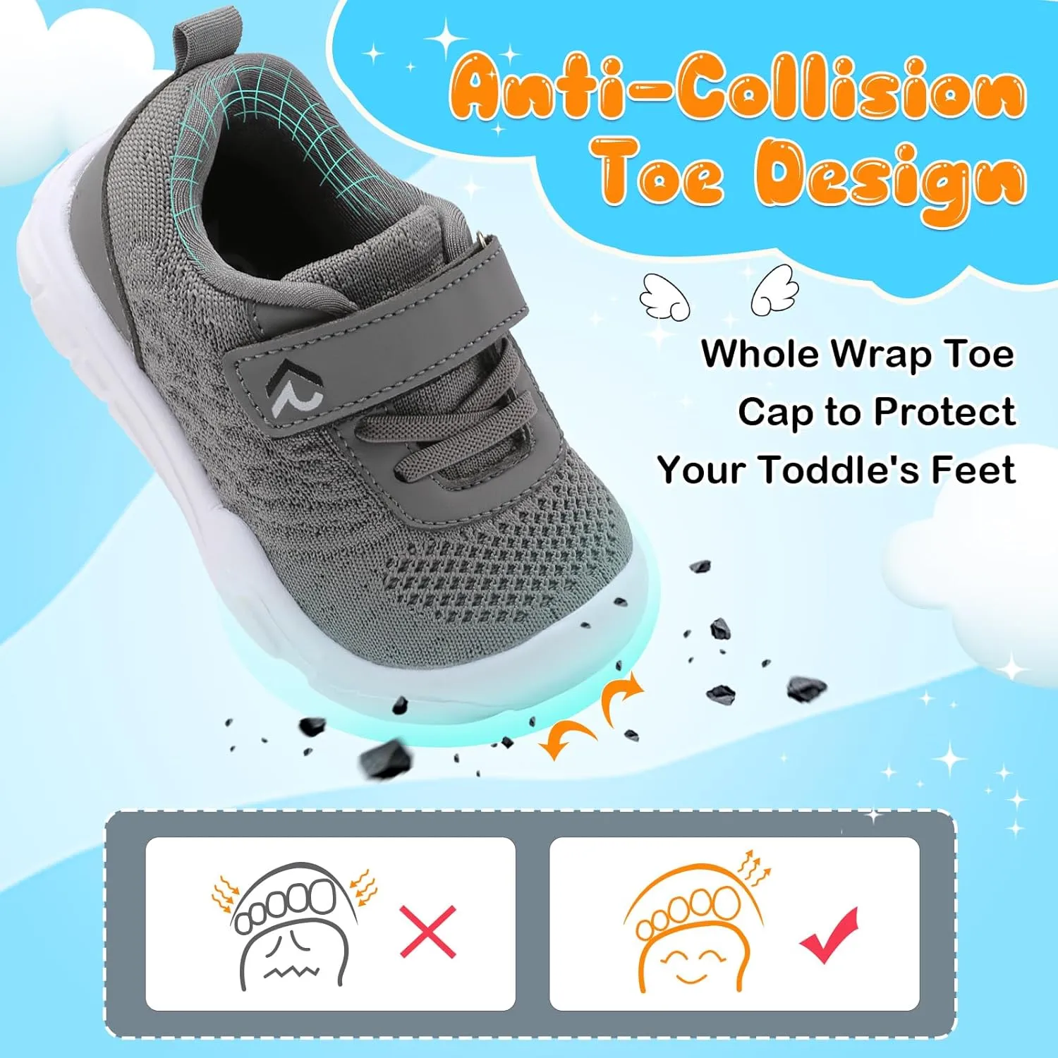 relxfeet Toddler Boys Girls Shoes Wide Toe Box Barefoot Sneakers Fashion Lightweight Breathable Tennis Walking Shoes