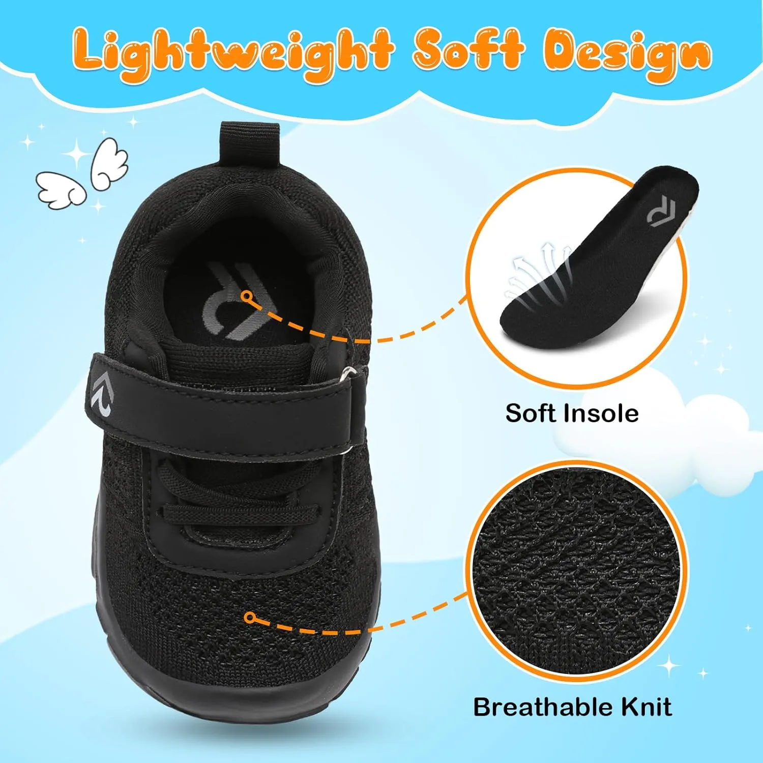 relxfeet Toddler Boys Girls Shoes Wide Toe Box Barefoot Sneakers Fashion Lightweight Breathable Tennis Walking Shoes