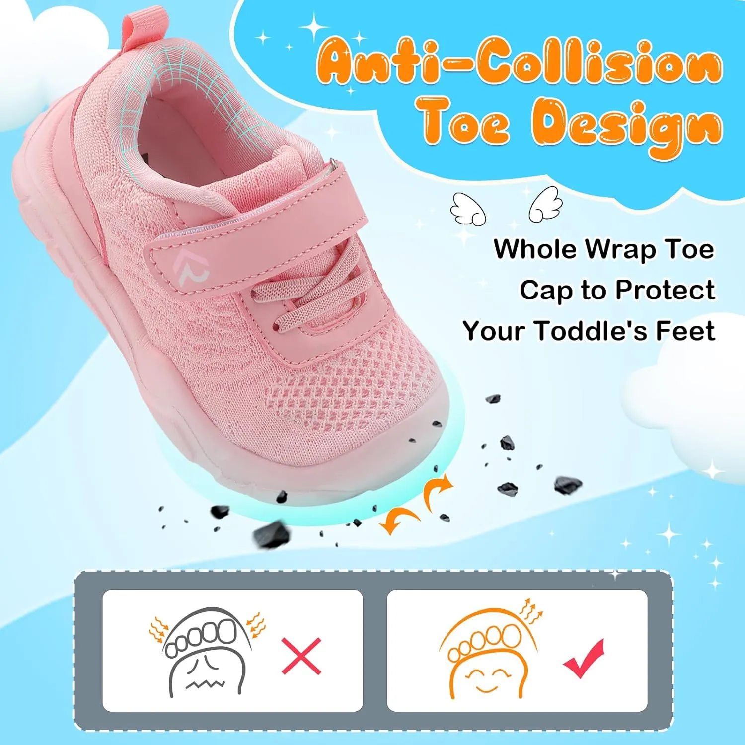 relxfeet Toddler Boys Girls Shoes Wide Toe Box Barefoot Sneakers Fashion Lightweight Breathable Tennis Walking Shoes