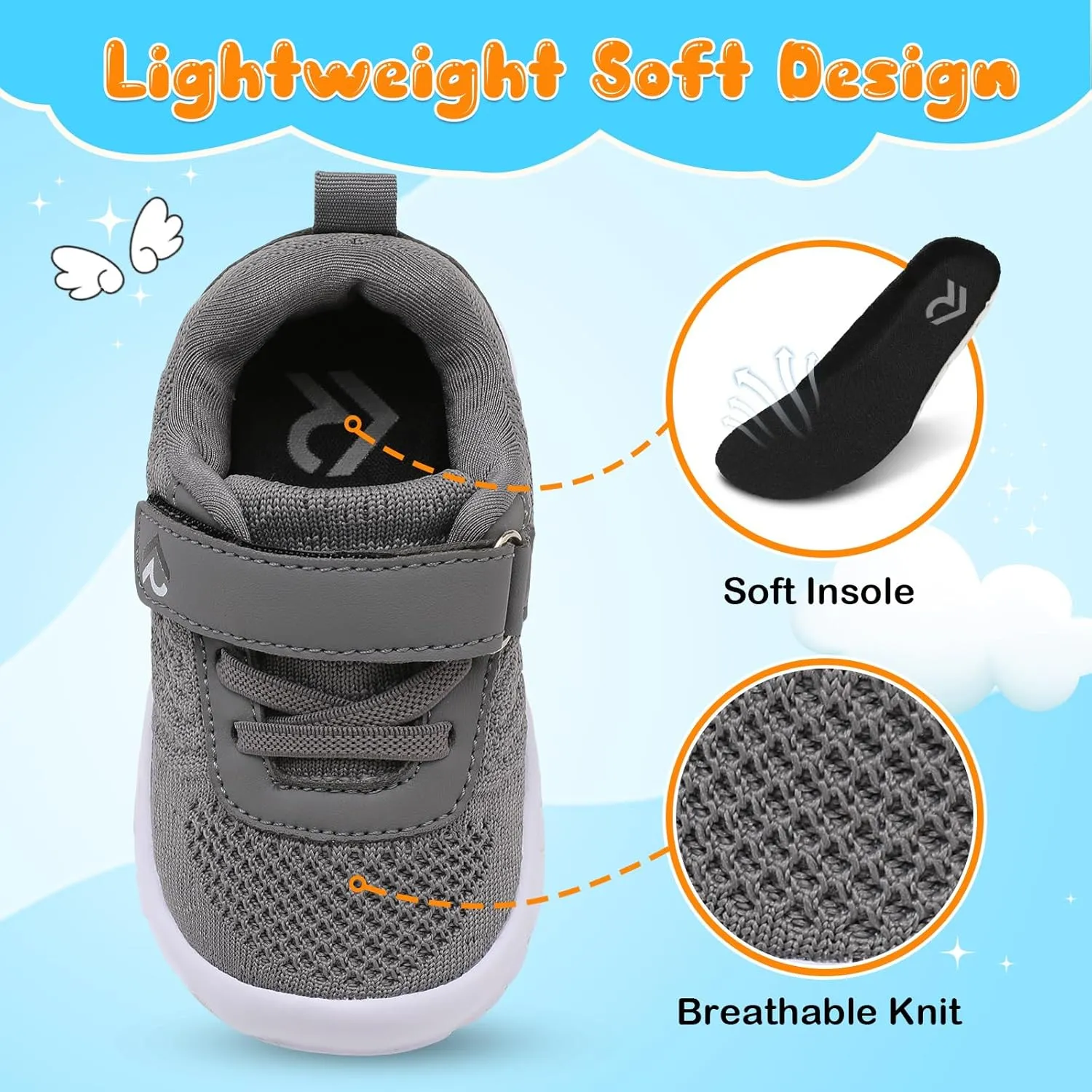 relxfeet Toddler Boys Girls Shoes Wide Toe Box Barefoot Sneakers Fashion Lightweight Breathable Tennis Walking Shoes