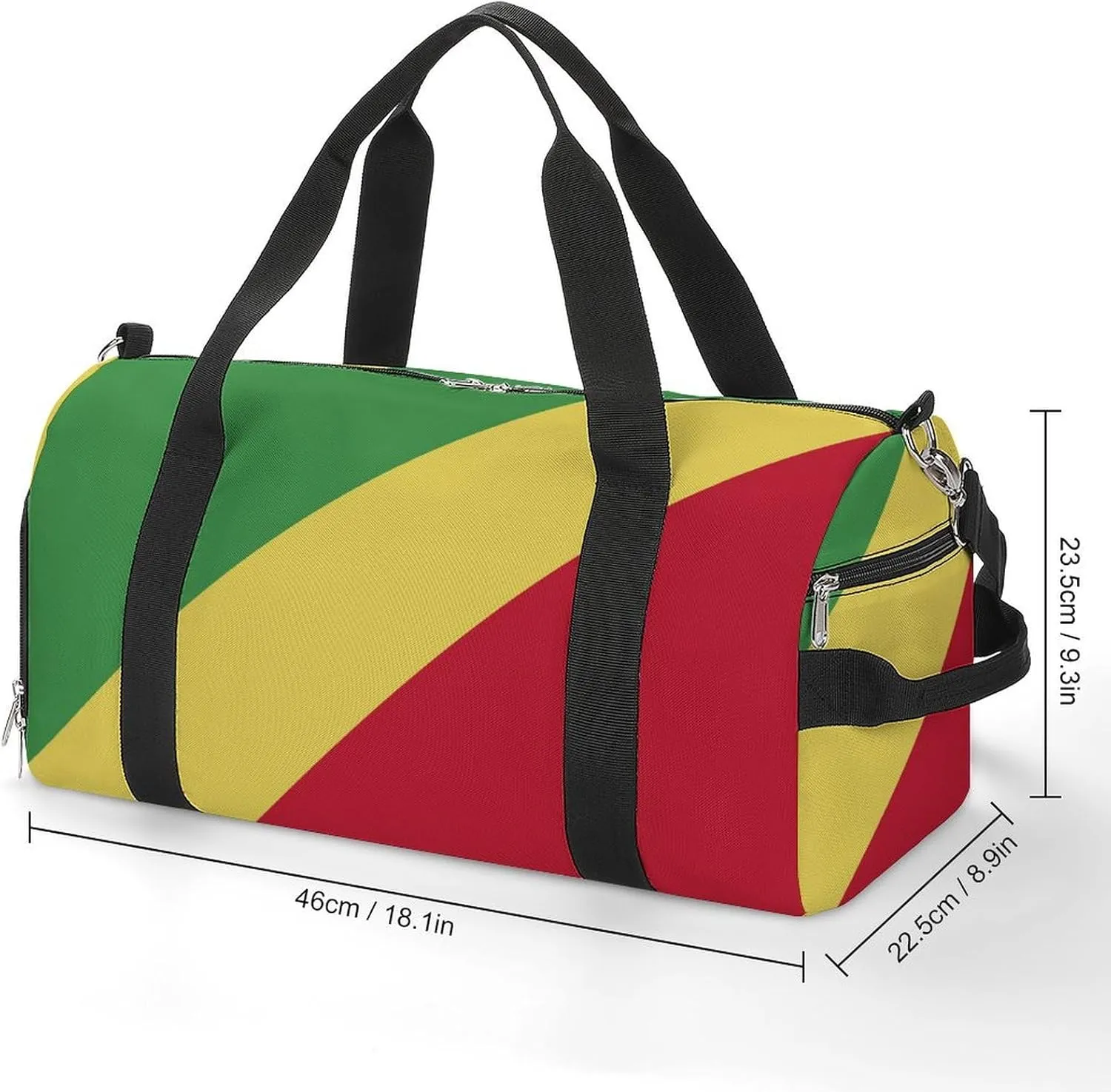 Republic Congo Flag Gym Bag for Men Women with Waterproof Shoe Compartment Travel Tote