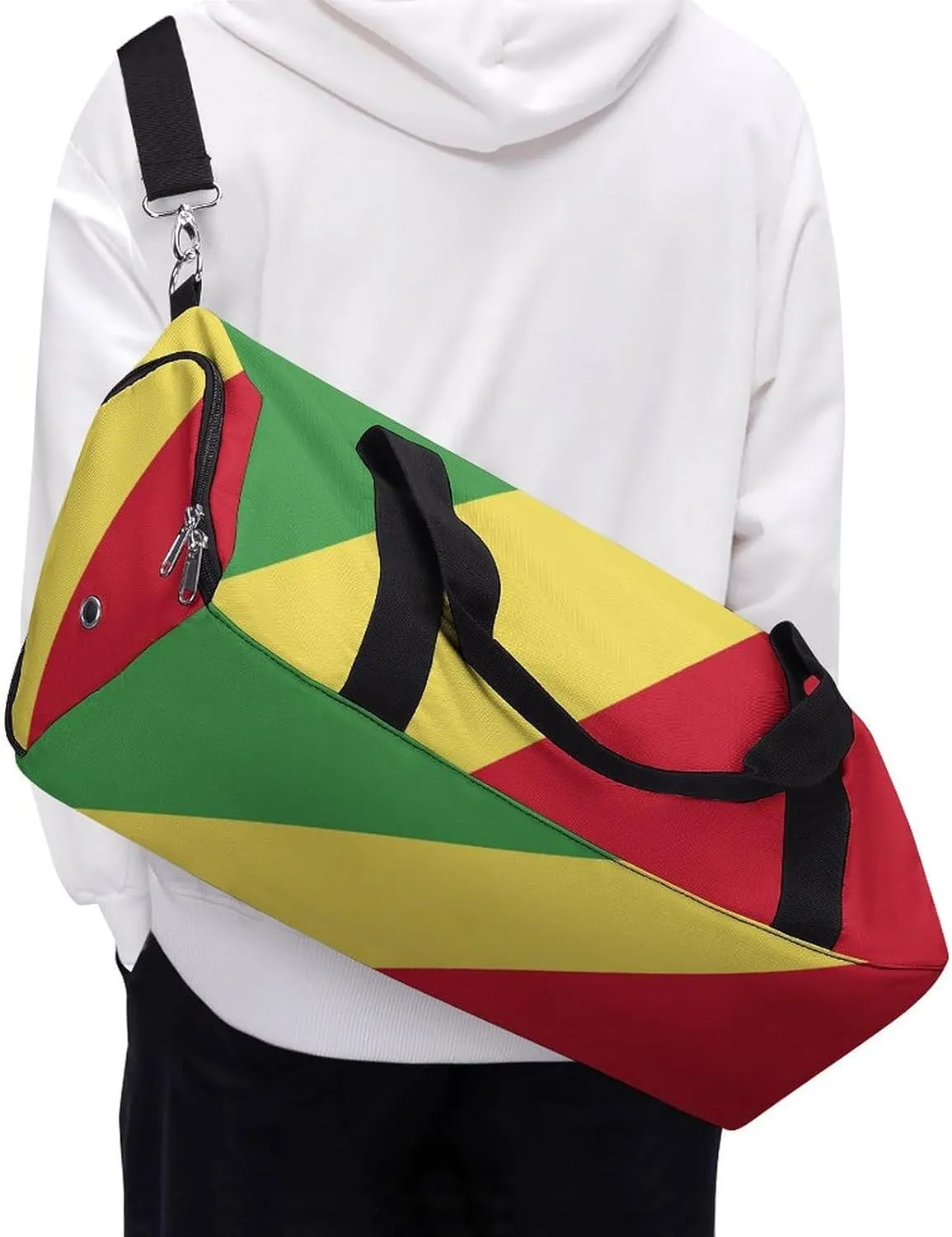 Republic Congo Flag Gym Bag for Men Women with Waterproof Shoe Compartment Travel Tote