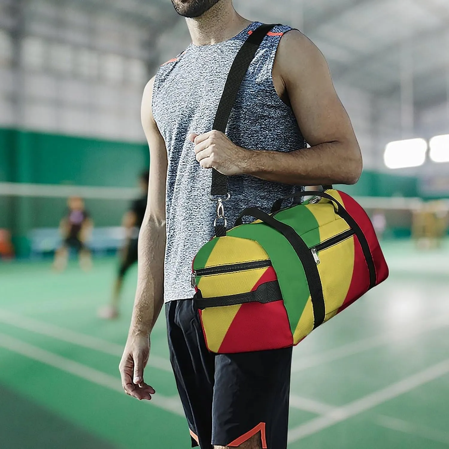 Republic Congo Flag Gym Bag for Men Women with Waterproof Shoe Compartment Travel Tote