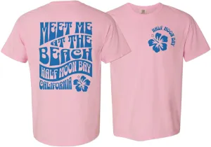 Retro Half Moon Bay California Front and Back Print Comfort Colors Short Sleeve Tee Unisex
