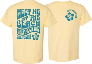 Retro Half Moon Bay California Front and Back Print Comfort Colors Short Sleeve Tee Unisex