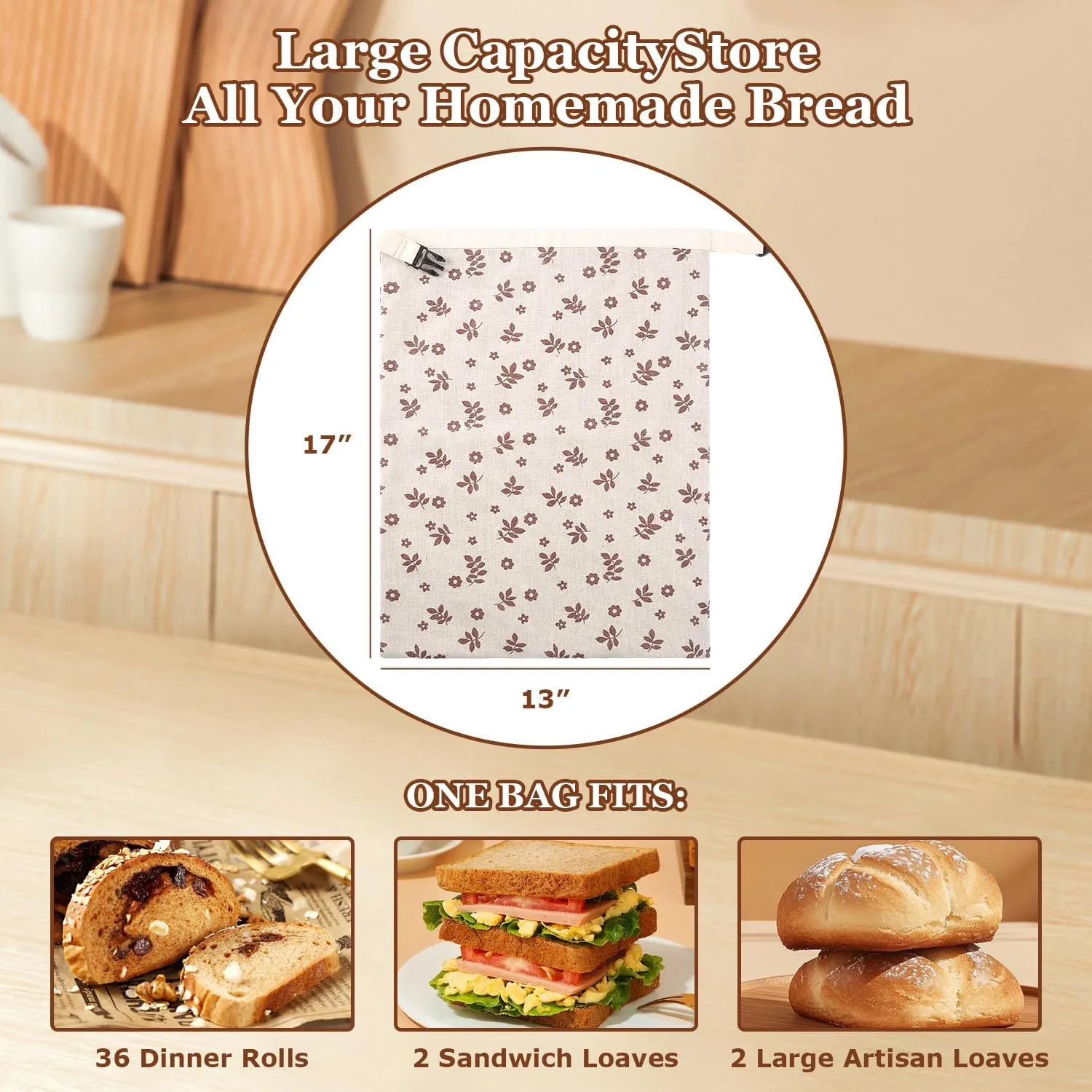 Reusable Beeswax Bread Bags&Beeswax Wraps for Food, Homemade Bread Storage to Keep Fresh, Organic, Sustainable, Biodegradable Food Storage Bag, Must-Have Baking Accessories