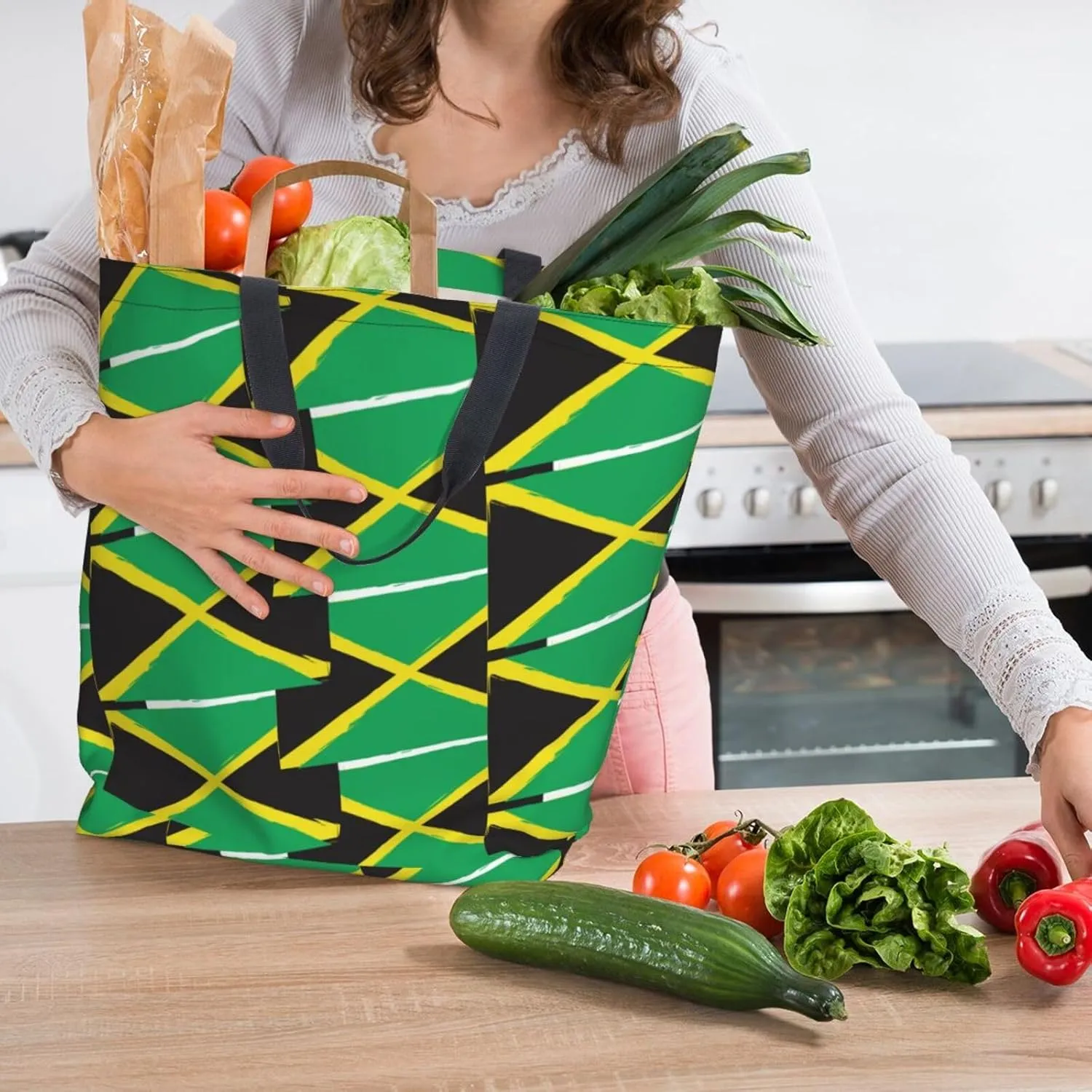 Reusable Grocery bags Big Capacity Shopping Bag Canvas Shoulder Tote Handbag for Women Girls