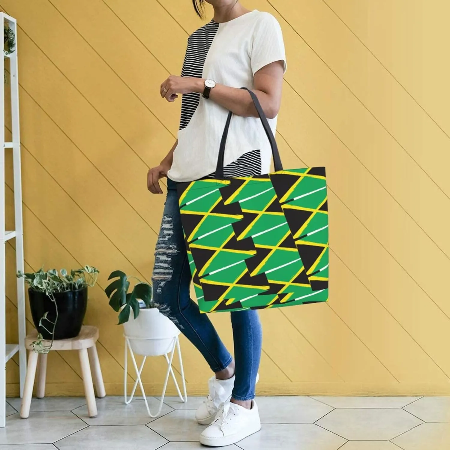 Reusable Grocery bags Big Capacity Shopping Bag Canvas Shoulder Tote Handbag for Women Girls