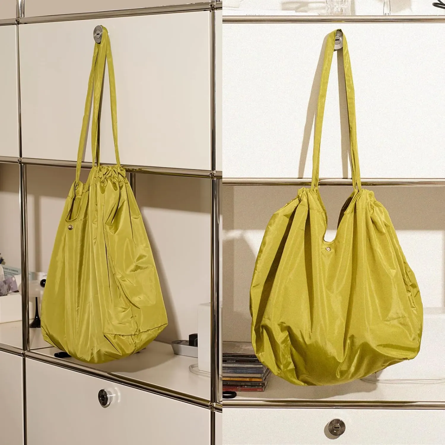 Reusable Shopping Bags for Groceries, Heavy Duty Waterproof Cloth Tote Bag for Daily Use, Travel, Picnic, Camping, Beach (Green)