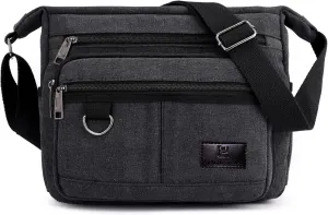Rfid Crossbody Messenger Bag with Water Bottle Holders, 13 inch Laptop Shoulder Bag, Sling Satchel Purse w/Built-in Wallet