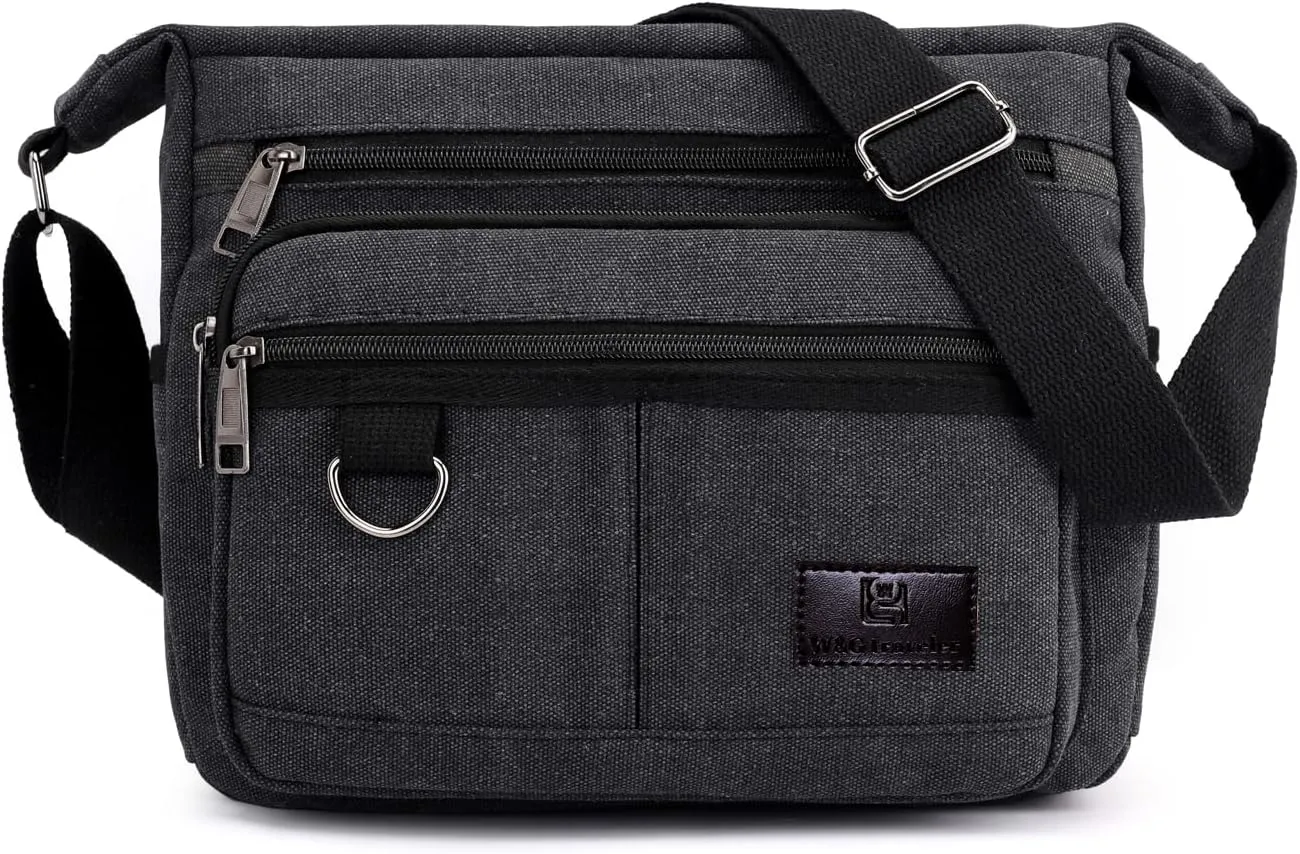 Rfid Crossbody Messenger Bag with Water Bottle Holders, 13 inch Laptop Shoulder Bag, Sling Satchel Purse w/Built-in Wallet