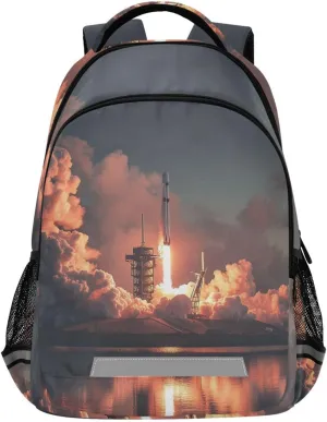 Rocket Launch Pattern Backpack for Boys Kids Girls Elementary School Bag Child Bookbag Travel Daypack