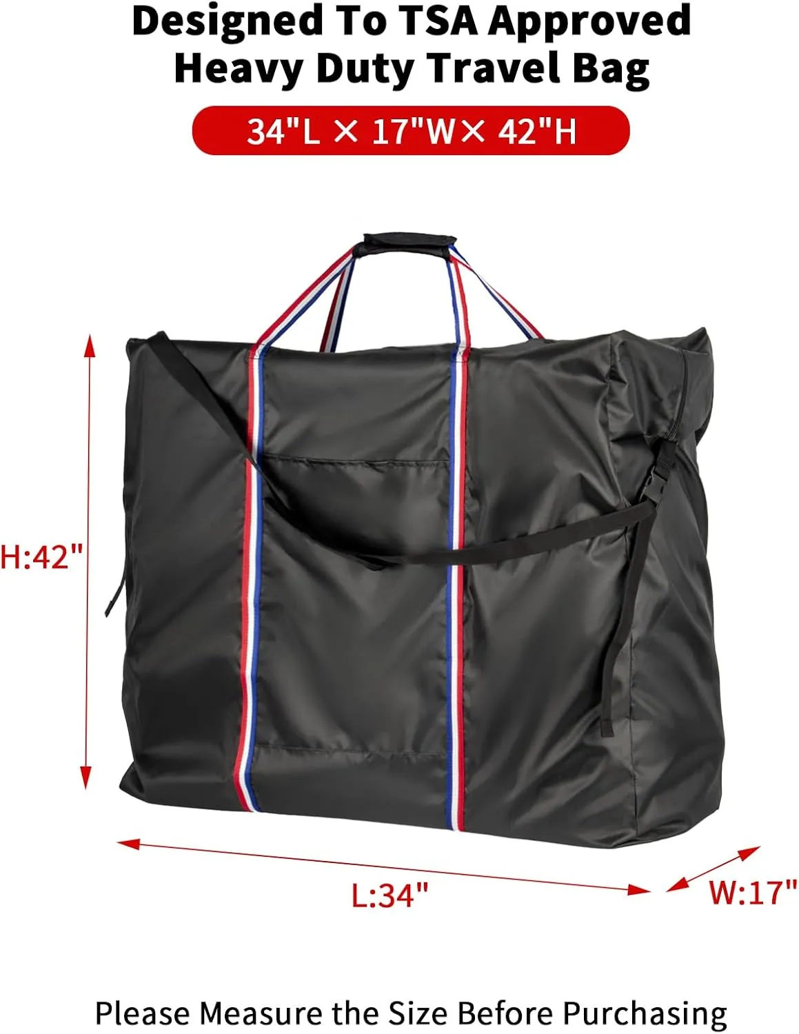 Rollator Travel Bag - Waterproof Wheelchair Bag for Folding Walker, Compact Wheelchair Transport Chair Portable Carry Case Cover for Car & Airplane TSA Traveling (34" Lx17 Wx42 H)