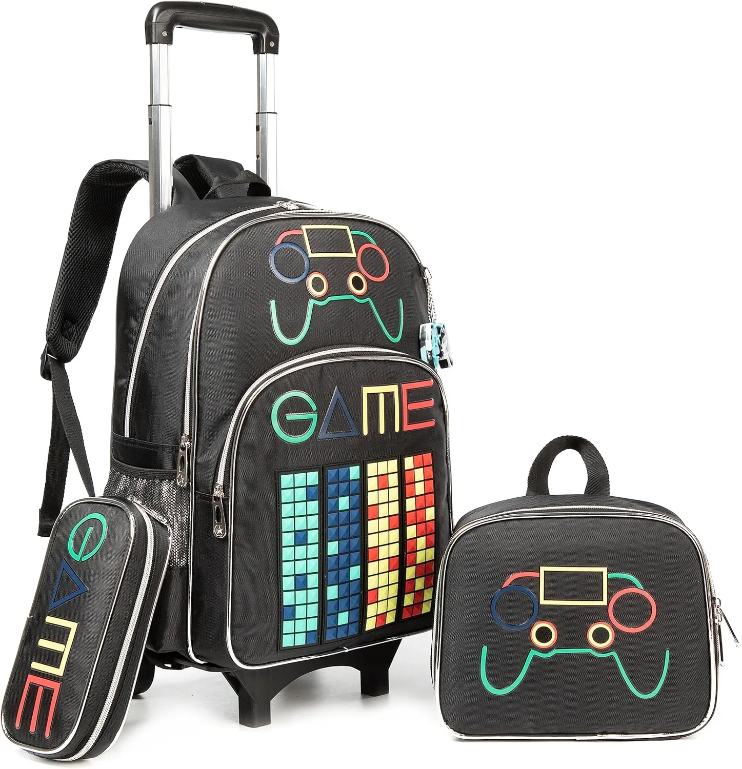 Rolling Backpack Boys Kids Rolling Backpack with Wheels for Boys Wheeled Carry on Luggage Bookbag with Roller Set for Elementary