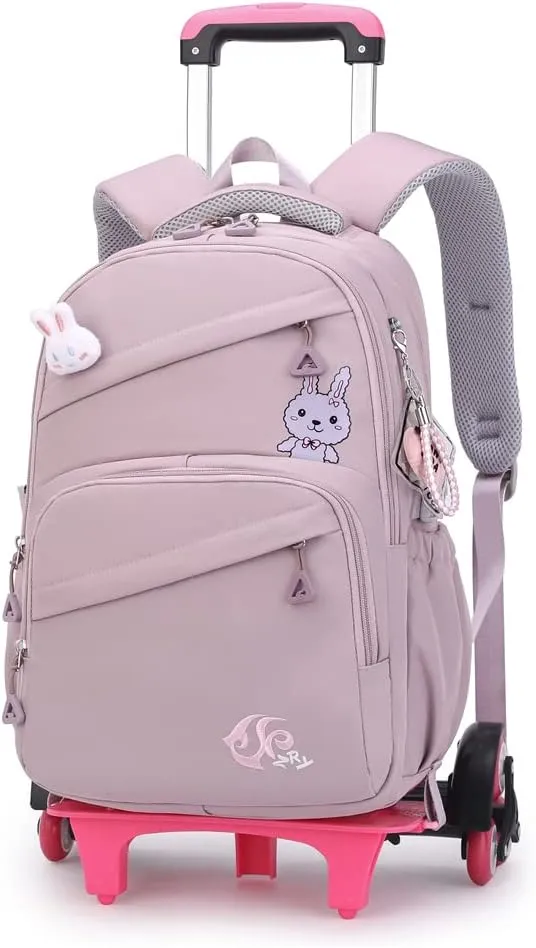 Rolling Backpack for Girls Trolley BookBag with Wheels Elementary and Middle School Luggage Travel Bag