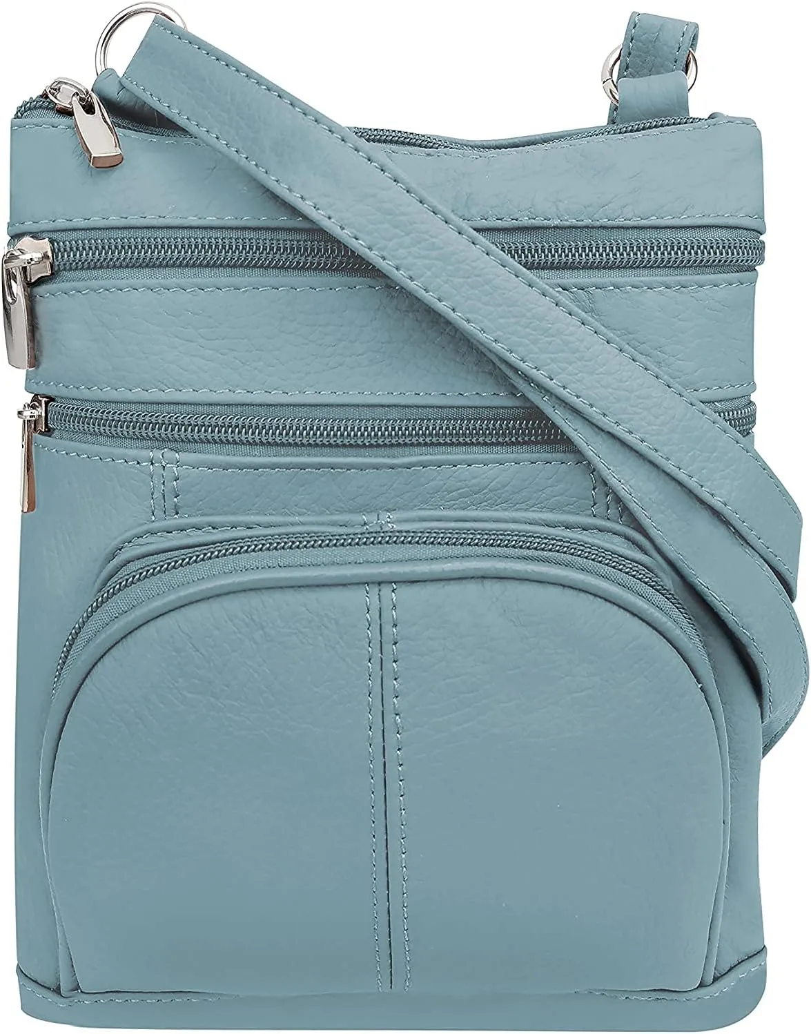 Roma Leathers Genuine X-Large Crossbody Purse, Multi-Pocket, Adjustable Strap, XL