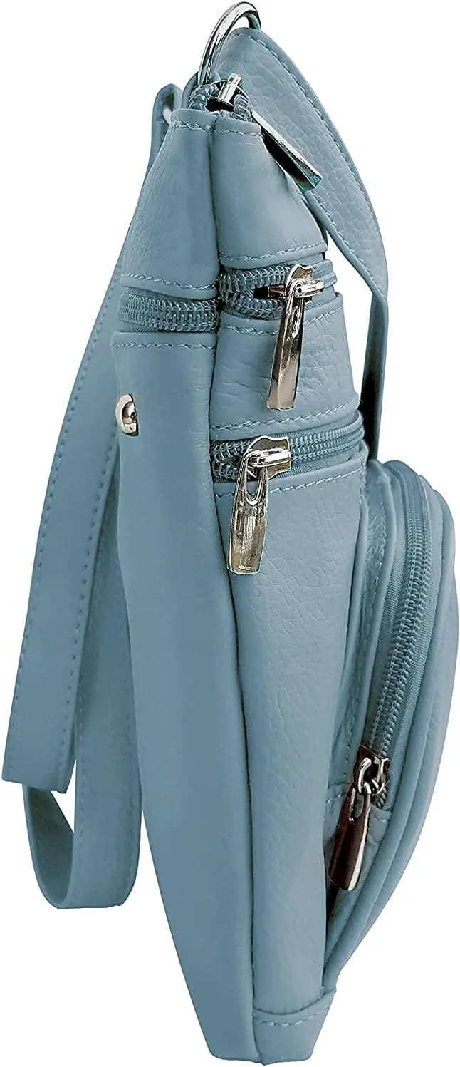 Roma Leathers Genuine X-Large Crossbody Purse, Multi-Pocket, Adjustable Strap, XL