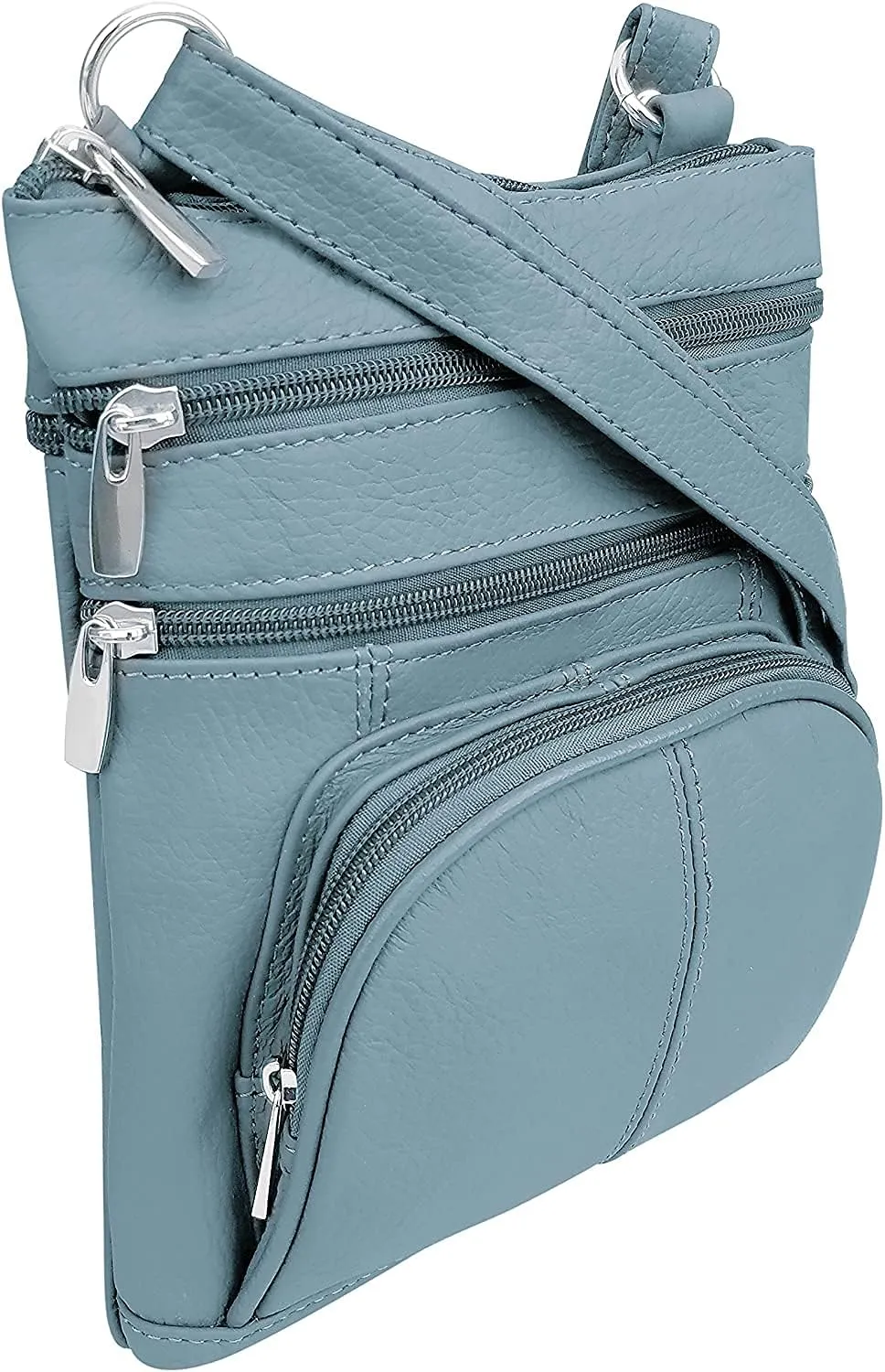 Roma Leathers Genuine X-Large Crossbody Purse, Multi-Pocket, Adjustable Strap, XL