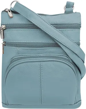 Roma Leathers Genuine X-Large Crossbody Purse, Multi-Pocket, Adjustable Strap, XL