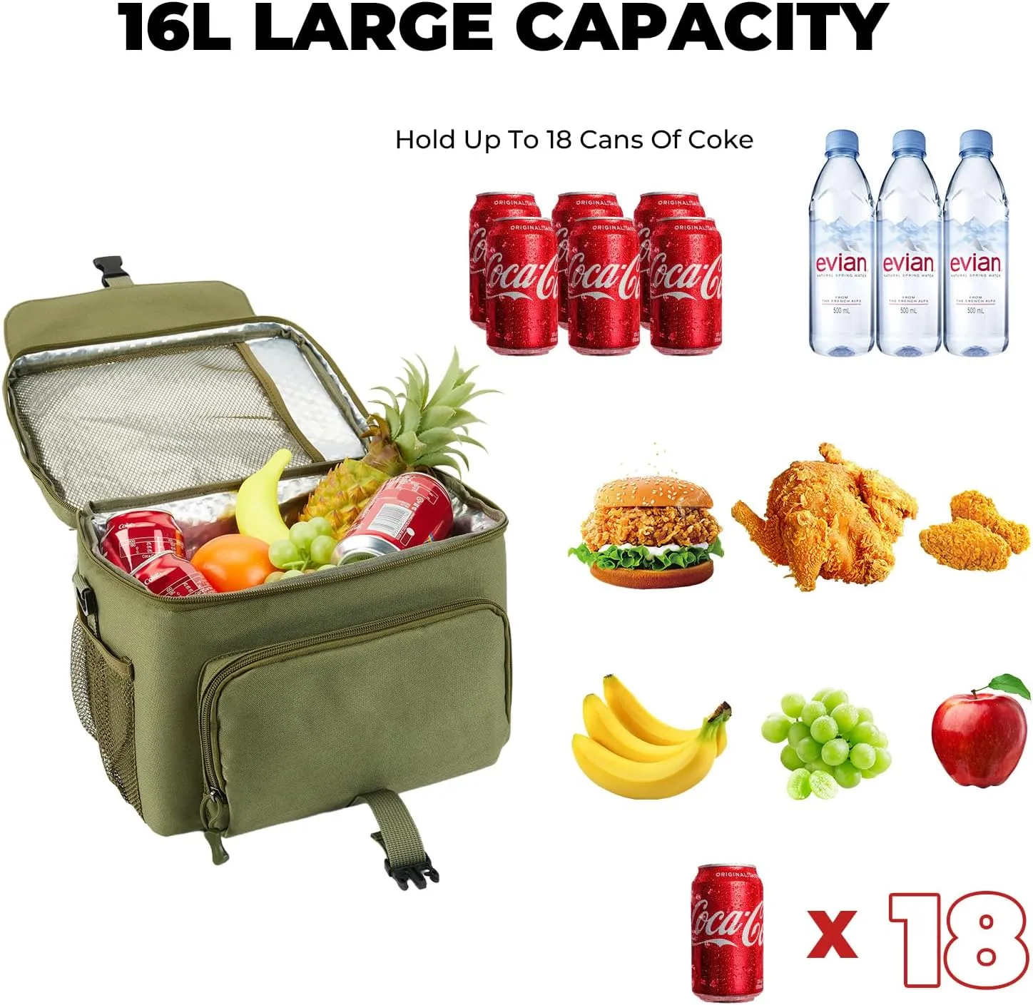 Ronyes Tactical Lunch Box for Men,Large Insulated Lunch Bag with Shoulder Strap,Heavy Duty lunchbox Cooler MOLLE Webbing, Leakproof Pail for Work Camping Fishing-Green