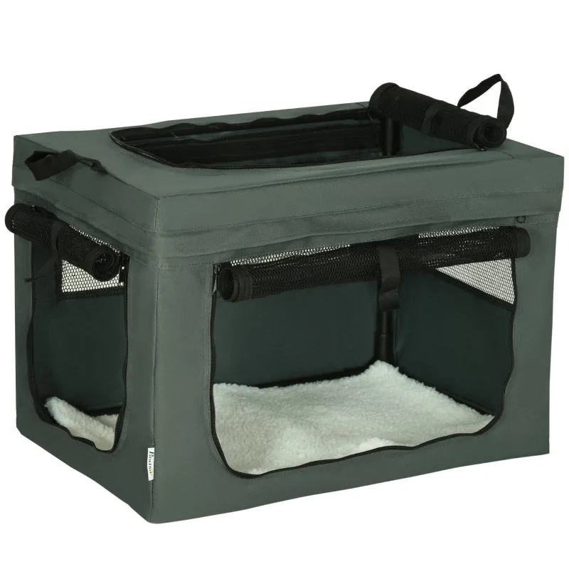 Rootz Foldable Transport Box - Pet Travel Crate - Portable Pet Carrier - Easy Access - Comfortable Interior - Excellent Ventilation - 60cm x 42cm x 42cm - Oxford Polyester & Steel