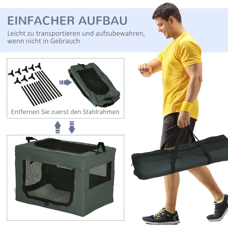 Rootz Foldable Transport Box - Pet Travel Crate - Portable Pet Carrier - Easy Access - Comfortable Interior - Excellent Ventilation - 60cm x 42cm x 42cm - Oxford Polyester & Steel