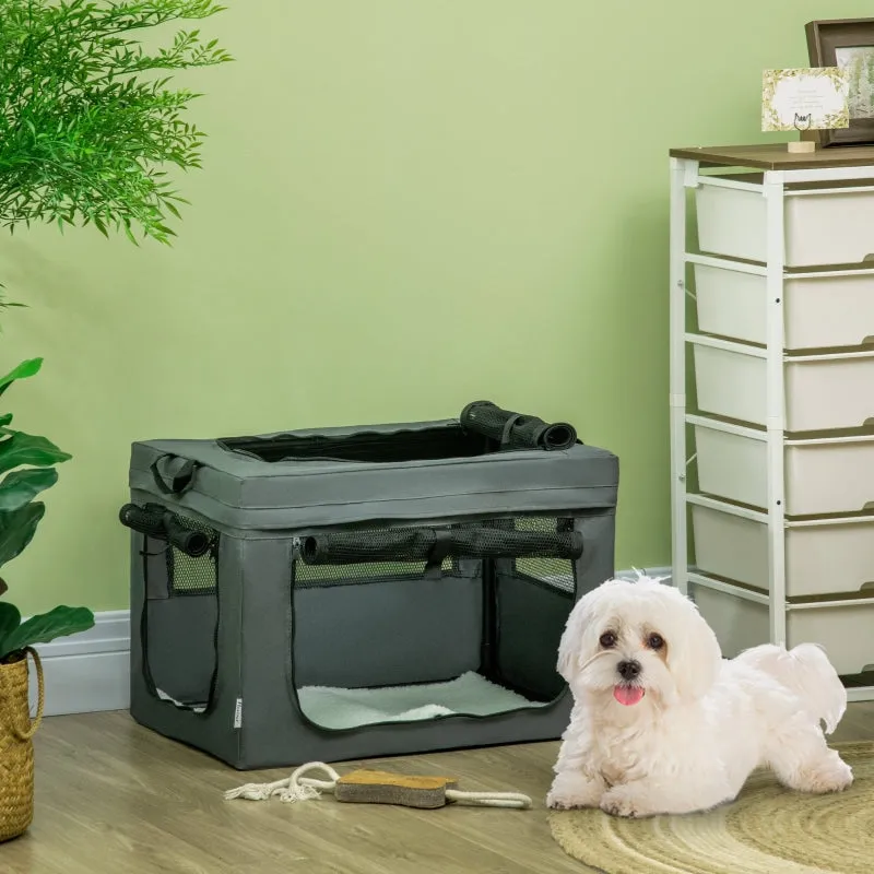 Rootz Foldable Transport Box - Pet Travel Crate - Portable Pet Carrier - Easy Access - Comfortable Interior - Excellent Ventilation - 60cm x 42cm x 42cm - Oxford Polyester & Steel