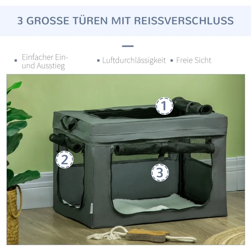 Rootz Foldable Transport Box - Pet Travel Crate - Portable Pet Carrier - Easy Access - Comfortable Interior - Excellent Ventilation - 60cm x 42cm x 42cm - Oxford Polyester & Steel