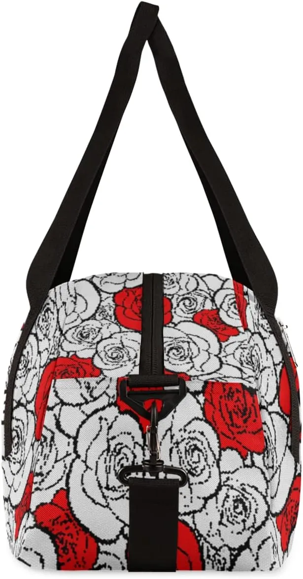 Rose Pattern Personalized Kids Duffel Bag for Girls Boys, Rose Debris Custom Name Dance Bag Overnight Small Duffel Bag Carry On Weekend Sports Travel Bag for School Practice Gymnastics Ballet