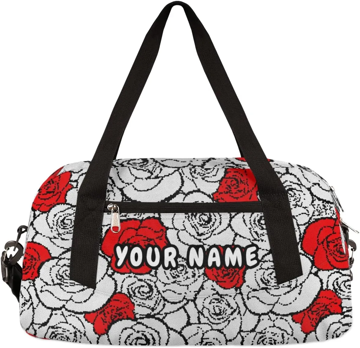 Rose Pattern Personalized Kids Duffel Bag for Girls Boys, Rose Debris Custom Name Dance Bag Overnight Small Duffel Bag Carry On Weekend Sports Travel Bag for School Practice Gymnastics Ballet