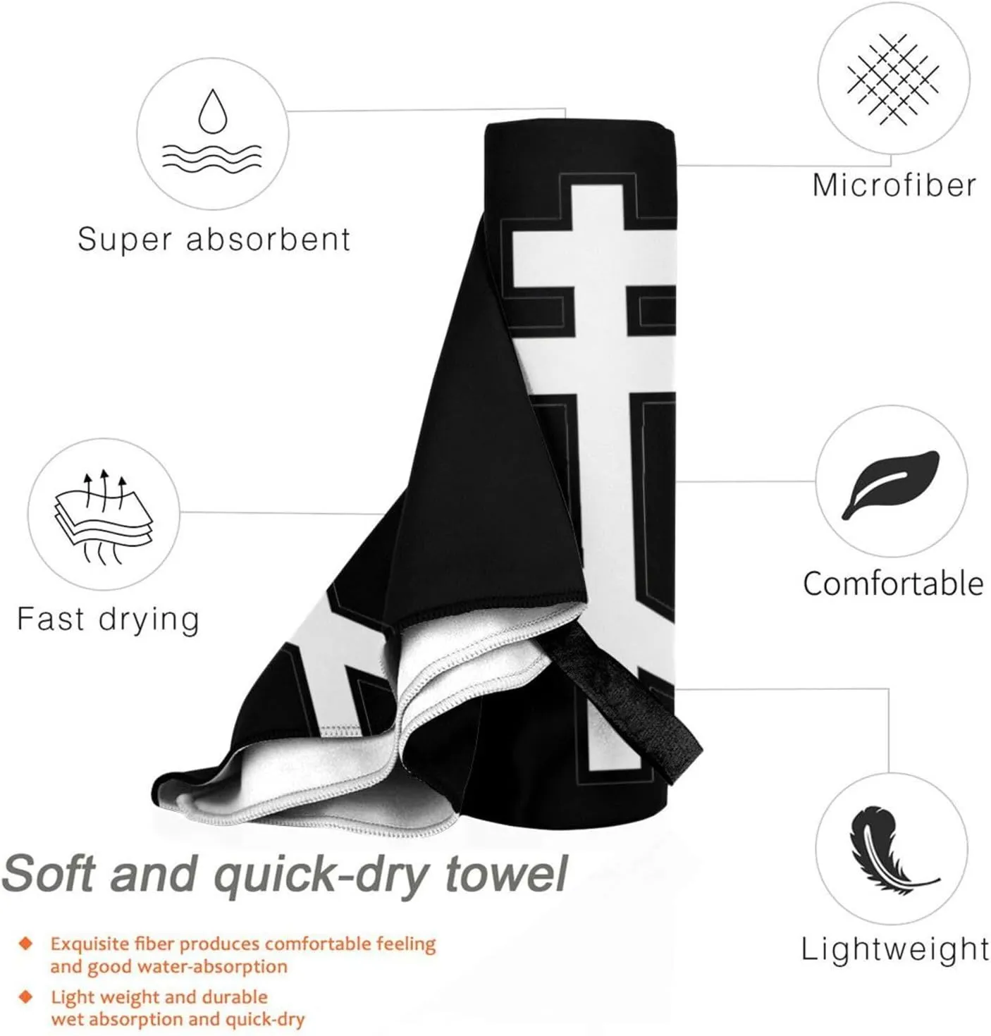 Russian Greek Byzantine Orthodox Cross Beach Towel Quick Dry Sand Free Lightweight Large 31.5"x63" with Travel Bag - Vacation Essentials Bath Towel for Pool, Summer