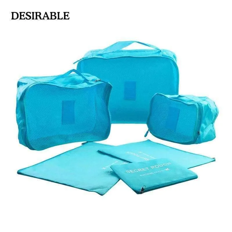 Rynx | 6 Piece Home Storage Bag Organization Polyester Packing Cubes Travel Clothing Bags Laptop Bag Neat Wallet Wardrobe Drawer Divider