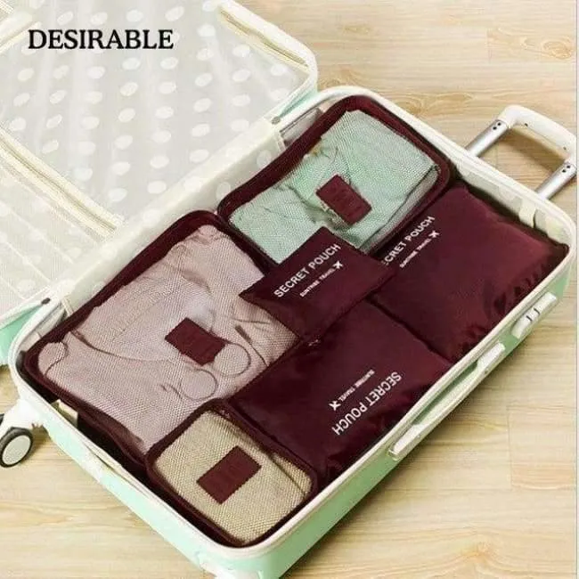 Rynx | 6 Piece Home Storage Bag Organization Polyester Packing Cubes Travel Clothing Bags Laptop Bag Neat Wallet Wardrobe Drawer Divider