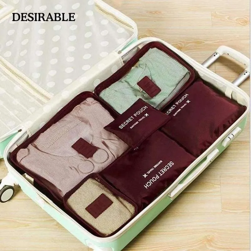 Rynx | 6 Piece Home Storage Bag Organization Polyester Packing Cubes Travel Clothing Bags Laptop Bag Neat Wallet Wardrobe Drawer Divider