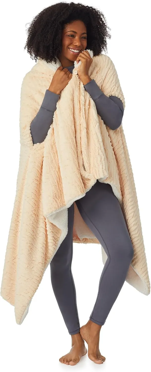Saint Eve Grown Ups Sherpa Lined Fleece Blanket Hoodie for Women, Comfy Oversized Wearable Blanket Wrap with Animal Hood