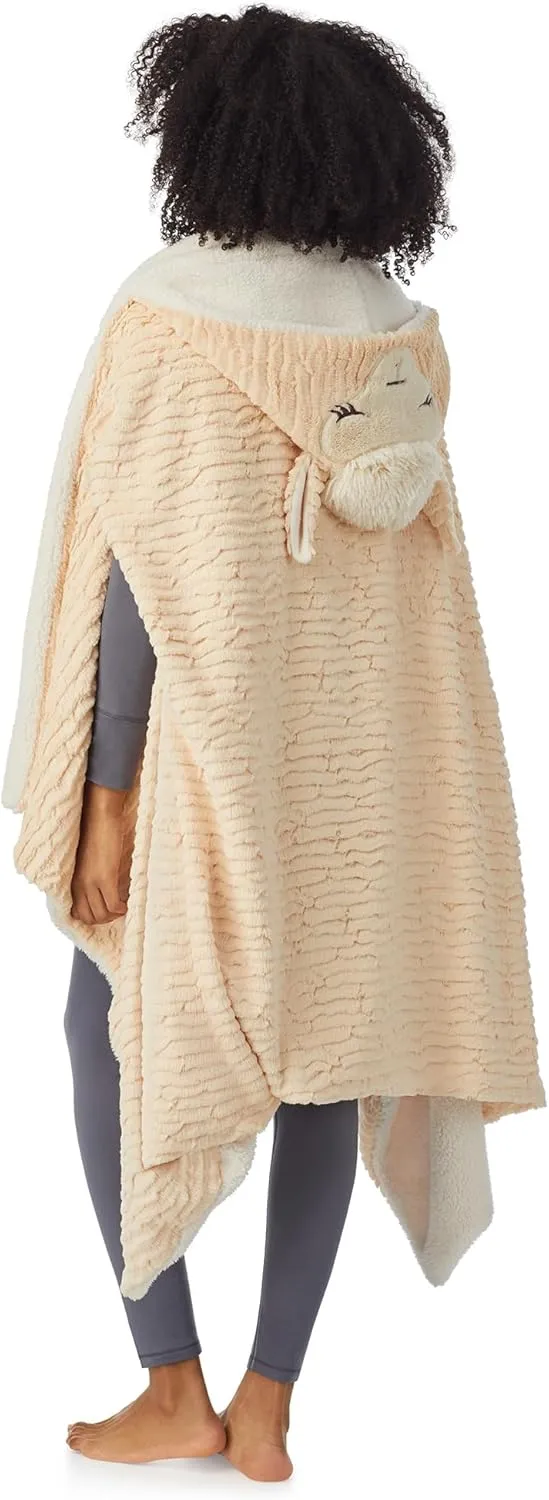 Saint Eve Grown Ups Sherpa Lined Fleece Blanket Hoodie for Women, Comfy Oversized Wearable Blanket Wrap with Animal Hood