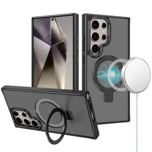Samsung s25 Ultra 5G Metal Chrome Kickstand [Magnetic Circle] Shockproof Matching Camera Hybrid - Black