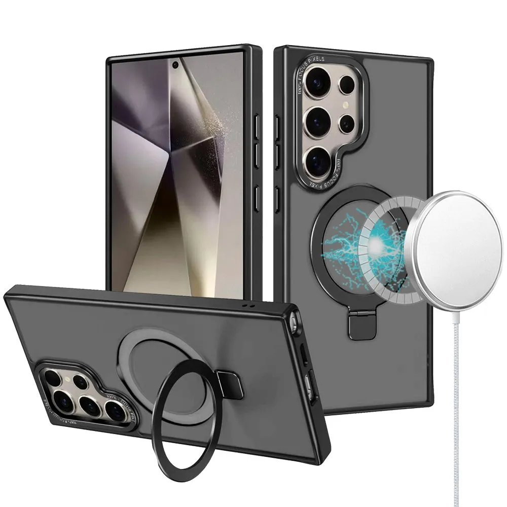Samsung s25 Ultra 5G Metal Chrome Kickstand [Magnetic Circle] Shockproof Matching Camera Hybrid - Black