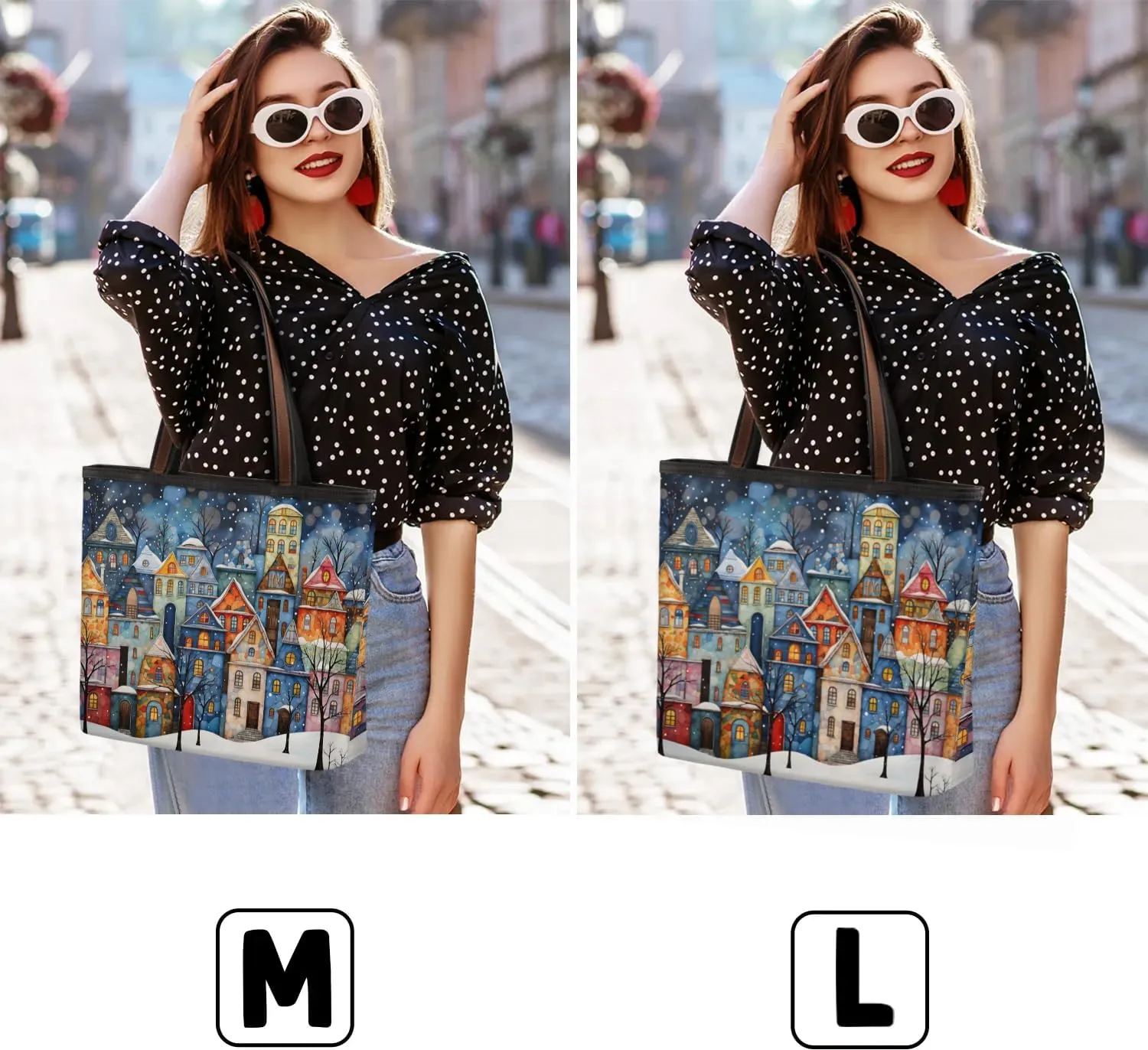 Scandinavian House Night Tote Bag for Women Womens Handbags Tote Bags for Travel Beach Gym