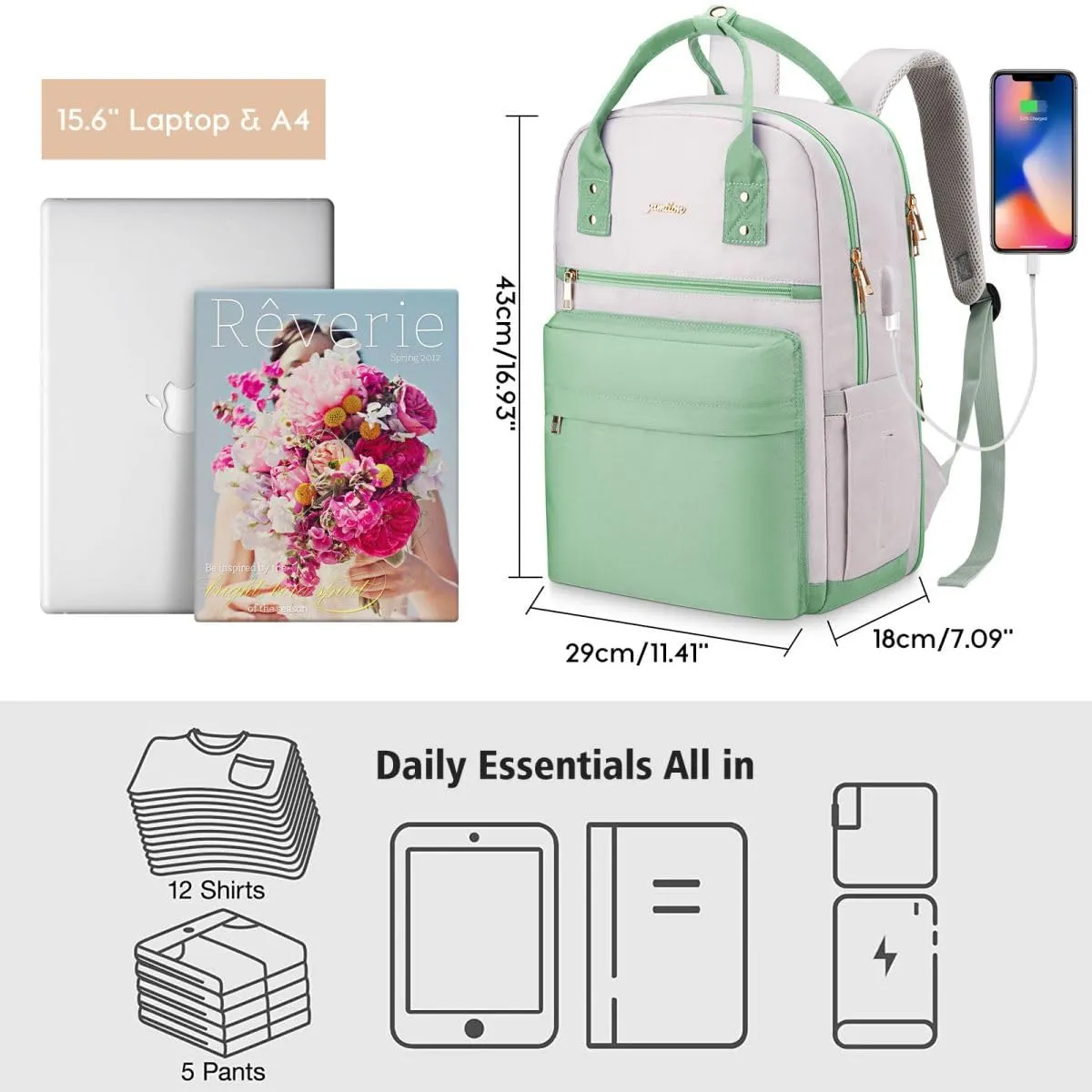 School Backpack for Teens Girls Cute Bookbag Book Bags Laptop Bag,Computer Bags for Women for College Work Office Mochila de Viaje Mujer